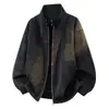 Jaqueta de couro aveludado estilo retro americano para outono com gola alta, estilo old money masculino, luxo leve, versátil, jaqueta de motociclista para o dia a dia, moderna