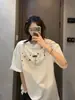 Camiseta Bordada Blanca Inspirada en Diseño para Hombre, Estilo Hip-Hop Americano de Verano, Manga Corta de Peso Pesado, Cuello Pequeño, Manga Corta para Pareja