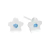 1004 Aretes de Flor de Zircón Aguamarina para Mujer Plata de Ley S925 de Alta Gama Estilo K Ins Diseño de Nicho Aretes de Plata
