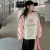 Moletom Feminino Primavera e Outono Menina Fofa Cor Contrastante Outono Manga Longa Jaqueta de Veludo Top Roupas para Bebês e Crianças Roupas de Inverno