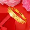 Pulsera de imitación de lujo de moda 24k oro dragón y fénix lisa para mujer pulsera de empujar y tirar estilo étnico puesto pulsera de oro
