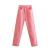 Calça jeans básica multicolorida estilo europeu e americano, nova versão solta para primavera, calça jeans casual solta de cintura alta