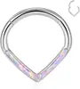 Brincos de Argola Piercing de Titânio G23 em Formato de Gota, Argolas de Septo, Punhos de Orelha de Opala, Argolas Abertas Sem Costura para Vendas Transfronteiriças