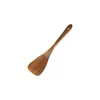 Juego de espátulas de madera mango largo espátula para sartén antiadherente teca remover pala para sartén de cocina ensalada arroz sopa colador utensilios de cocina al por mayor