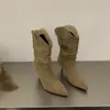 Botines de tacón alto para mujer de Hong Kong, botines de moda con punta fina, nuevo estilo de verano 2025 Botas Martin