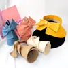 Sombrero de estilo coreano para mujer, sombrero de verano para viaje, protector solar, sombrero de sol de ala grande, sombrero de sol plegable con lazo en la parte superior vacía, nuevo