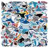 50 pegatinas de grafiti de tiburón de dibujos animados transfronterizas equipaje patineta casco juguete funda de teléfono pegatinas impermeables de PVC