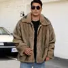 CI Transfronterizo F0965 Nuevo Otoño/Invierno Amazon Diseño Cruzado Solapa Moderna Peluche Hombres Piel Sintética Cálido Grueso Abrigo