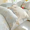 Conjunto de cama 100% algodão estilo Ins para camas de solteiro e casal, conjunto de quatro peças para dormitório, conjunto de três peças estampado 100% algodão, lavável à máquina, estilo lençol com elástico, digno de presente