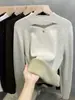 Suéter de una pieza de terciopelo y encaje con cuello alto medio para mujer, Camiseta interior gruesa con forro polar, Nuevo tejido de punto para Otoño e Invierno 2025