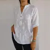 Estación Primavera y Verano 2025 Estación Independiente Camisa de Mujer con Botones Bordados de Encaje Cuello en V Europea y Americana Amazon Transfronteriza Blanca
