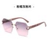 Gafas de sol retro de moda para mujer con montura grande, estilo coreano, ins, adelgazantes para cara grande, verano, marrones, rebanadas, sin montura
