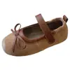 Zapatos infantiles retro de gamuza dulces para primavera y otoño, zapatos de princesa para niñas pequeñas, zapatos Mary Jane bajos para bebés