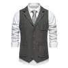 Amazon novo terno de tweed espinha de peixe masculino colete vintage lapela single-breasted colete casaco masculino na moda