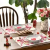 2024 Dia das Mães Novos Jogos Americanos Cruzamento Design de Carta de Amor Atmosfera de Mesa Utensílios de Mesa Tapete de Isolamento Térmico Desenho Animado
