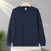 Sudadera nueva de algodón pesado con cuello redondo, corte holgado, estilo masculino, color liso, top casual, disponible en varios colores