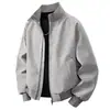 Chaqueta gris de peso pesado con cuello alto, estilo nuevo, ligera, corta, corte holgado, top versátil para otoño e invierno