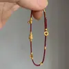 Nuevo Estilo Chino Extremadamente Fino Tejido a Mano Dorado Ruyi Cuerda de Mano Recubierta Pulsera de Calabaza Pequeña Exquisita de Moda Combinable con Todo