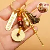 Llavero cinco emperadores calabaza de dinero ábaco Torre Wenchang bolsa de dinero marca Buda recogedor cuchara de oreja colgante de llave punto escénico artículo pequeño