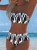Traje de Baño Bikini Dividido Bandeau Estampado Europeo y Americano Verano 2027 Cintura Alta Adelgazante Ropa de Baño Bikini para Vacaciones en la Playa