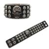 Pulseira com Fivela de Caveira Punk Hip Hop Strass Design Original Popular Europeu e Americano Pulseira de Couro PU com Diamantes
