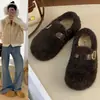 Pantuflas de Algodón Peludo con Suela Gruesa para Mujer, Para Usar en Exteriores, Novedad Otoño/Invierno 2026, Sin Cordones, Cálidas, Estilo Birkenstock, Punta Cerrada, Zapatillas Semiabiertas