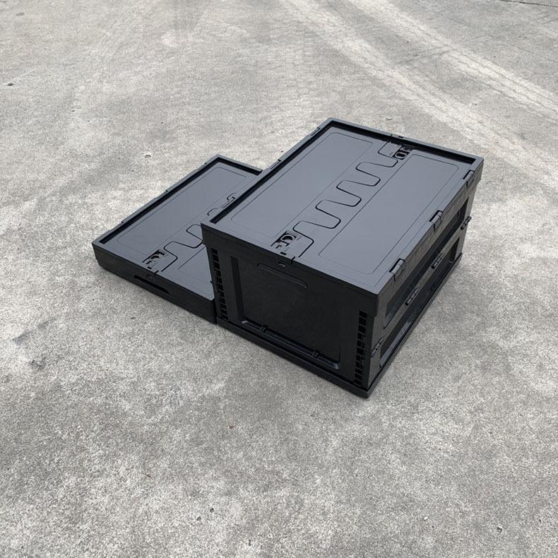 黑色带盖 塑料折叠箱周转箱 塑胶折叠收纳箱加厚仓储