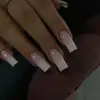 Uñas Portátiles Transfronterizas, Uñas Postizas Portátiles de Color Sólido con Degradado Simple, Uñas Portátiles Terminadas, Parches de Uñas Portátiles de Estilo Largo