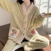 Fábrica de Origem Roupão de Inverno Pelúcia Gola V Cardigan Roupão Pijama Casual Desenho Animado Feminino Roupa de Casa Peça Única