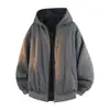 Jaqueta Reversível Youxu Masculina Inverno 2025 Nova Veludo Acolchoada Quente com Capuz Cardigan Jaqueta