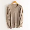 Nuevo suéter de cachemir 100% puro para otoño e invierno para hombre, cuello en V, grosor medio, casual de negocios, cuello de corazón, talla extragrande, tejido