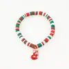 Joyería Transfronteriza Europea y Americana Navidad Pulsera de Cuentas de Arcilla Polimérica Suave Regalo Pulsera de Papá Noel Pulsera de Contraste de Color Festivo