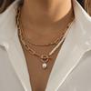 Joyería transfronteriza europea y americana moda cadena larga de cuentas redondas collar para usar apilado estilo retro personalidad perla collar con cierre de palanca