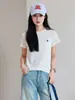 Novedad Verano 2026: Camiseta de Tencel y Lana Bordada de Alta Resistencia con Caballo, Cuello Redondo, Manga Corta, Corte Ajustado Versátil