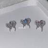Pendientes Hovoiney de Personalidad Dulce y Fresca con Tachuelas de Diamante de Colores en Forma de Lazo, Pendientes Planos Versátiles para Hombres y Mujeres