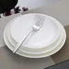 Prato de Porcelana Comida Ocidental Pintura Chinesa Prato de Porcelana Branca Prato Raso Prato Redondo Prato para Bife Prato Louça Prato de Servir Prato Raso de Cerâmica