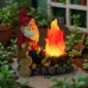 Adornos Solares de Resina con Diseño de Gnomo, Elfo y Enano de Dibujos Animados para Jardín Exterior, Decoración de Patio y Césped