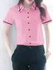 Camisas de Mujer Europeas, Americanas, Japonesas y Coreanas de Amazon, Camisas Blancas de Oficina, Camisas Clásicas con Cuello y Puños de Contraste