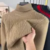 Suéter de lana para hombre, cuello alto, nuevo estilo de invierno, casual de alta gama, engrosado para abrigar, color liso, prenda base de punto