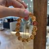 Pulsera de cristal de torre amarilla natural Qiaoen para mujer, partículas grandes, este año, sangre de toro, flor de pegamento rojo, pulsera de la fortuna, salida de fábrica