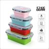 Silicona de Grado Alimenticio Plegable Lonchera para Microondas Lonchera Portátil para Exterior Refrigerador Sellado Recipiente Almacenamiento