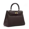 Bolsa Kelly de Couro de Vaca de Primeira Camada, Couro Genuíno, Luxo Leve, Bolsa Feminina de Marca Famosa, Bolsa de Mão Elegante para o Dia a Dia, Bolsa Versátil de Ombro e Transversal