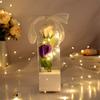 Caja de Regalo Pequeña para el Día del Maestro Flor de Jabón Regalo de Tanabata Linda Cajita de Regalo de Rosas Flor de Jabón con Guirnalda de Luces para Enviar Amor Maestro