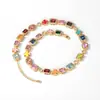 Hip-Hop Europeo y Americano Transfronterizo Goteo de Aceite Colorido Cruzado Collar de Piedras Preciosas Lujo Accesible Joyería de Pulsera de Alta Gama para Hombre Personalización