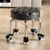 Banqueta Baixa Doméstica com Rodízios Giratórios, Banquinho Pequeno para Crianças Aprendendo a Andar, Banqueta para Manicure e Costura, Banquinho Pequeno