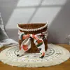 Caja de Regalo de Ratán Regalo de Acompañamiento Cesta de Flores de Mano Decoración de Ramo de Flores Cilindro Cuadrado para Niña de las Flores Tubo Cuadrado Caja de Regalo Antigua para Cumpleaños Boda