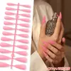 Puntas de Uñas Europeas y Americanas de Moda de Gama Alta Mate de Punta Larga, Colección de Color Sólido, Piezas para Uñas, 24 Piezas