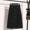 Falda de Mezclilla Blanca Elástica de Verano Talla Extra con Abertura para Mujer, Estilo Delgado para Mujeres de Talla Extra, Falda Bodycon de Cintura Alta de Longitud Media en Línea A