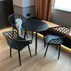 Juego de Mesa Redonda Pequeña y Sillas de Acero al Carbono Sencillo para Ocio en Balcón, Mesa de Reuniones, Área de Descanso, Cafetería de Té con Leche al Aire Libre, Mesa de Comedor al Aire Libre