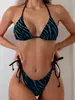 Nuevo Bikini Rayado Comercio Exterior Europeo y Americano Traje de Baño Bikini de Dos Piezas Rayado Sexy Traje de Baño Amazon Transfronterizo